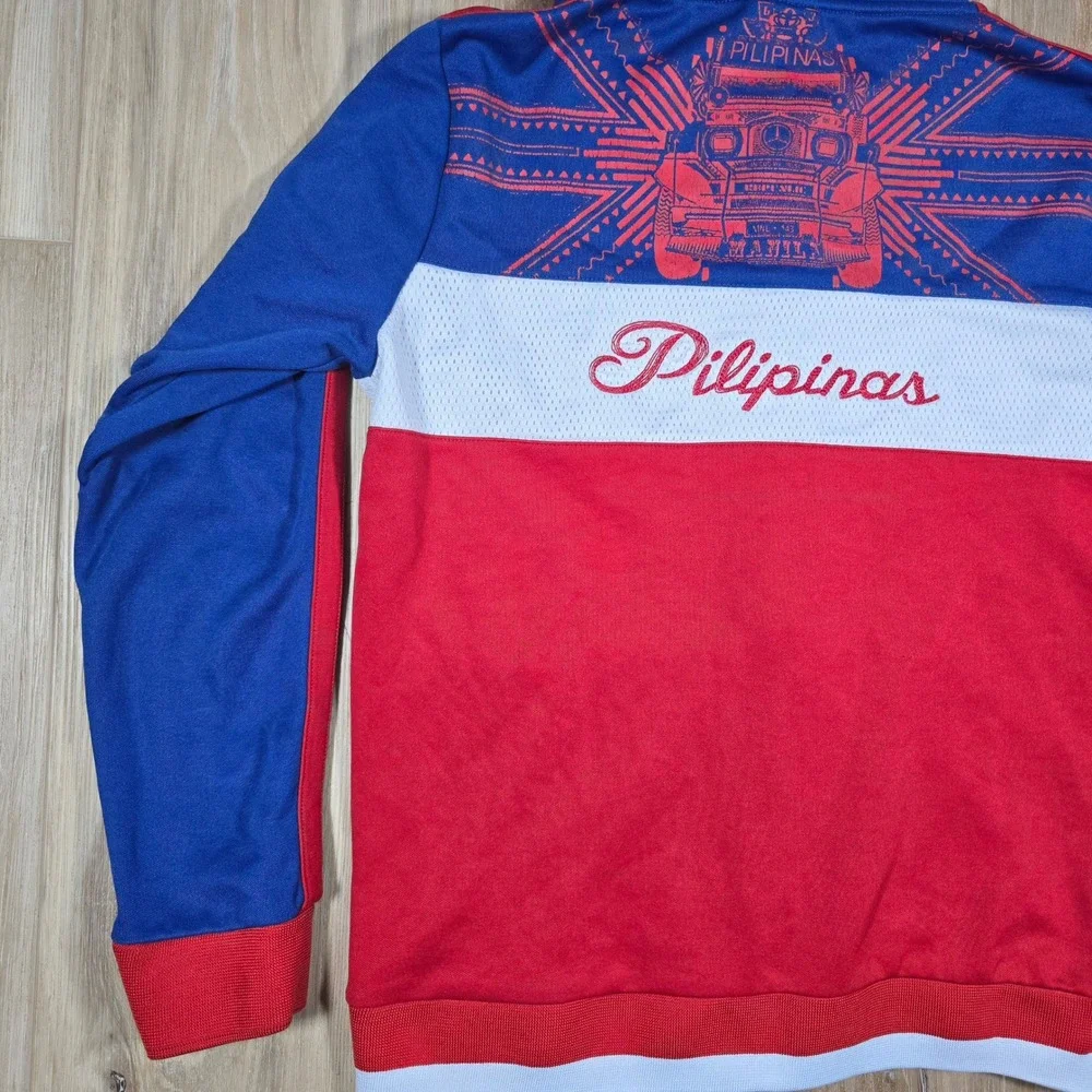 Vintage Philippines Pride Pilipinas Color Block 3 Panel Mesh Full Zip Hoodie S/M